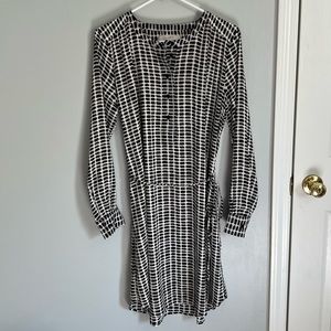LOFT LS dress with front buttons + tie